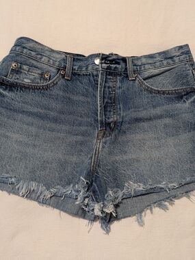 Pistola Blue Denim Frayed Hem Shorts